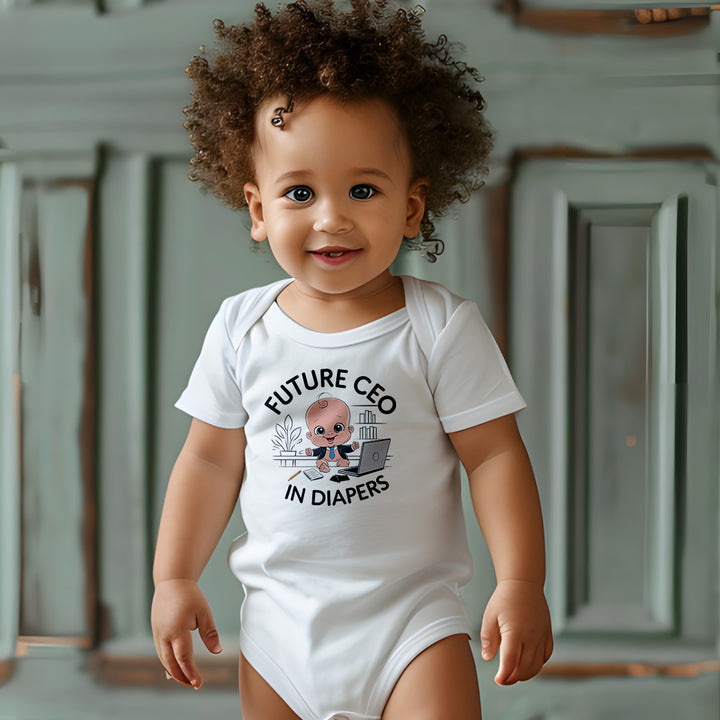 "Future CEO in diapers" Baby Organic Short Sleeve Bodysuit