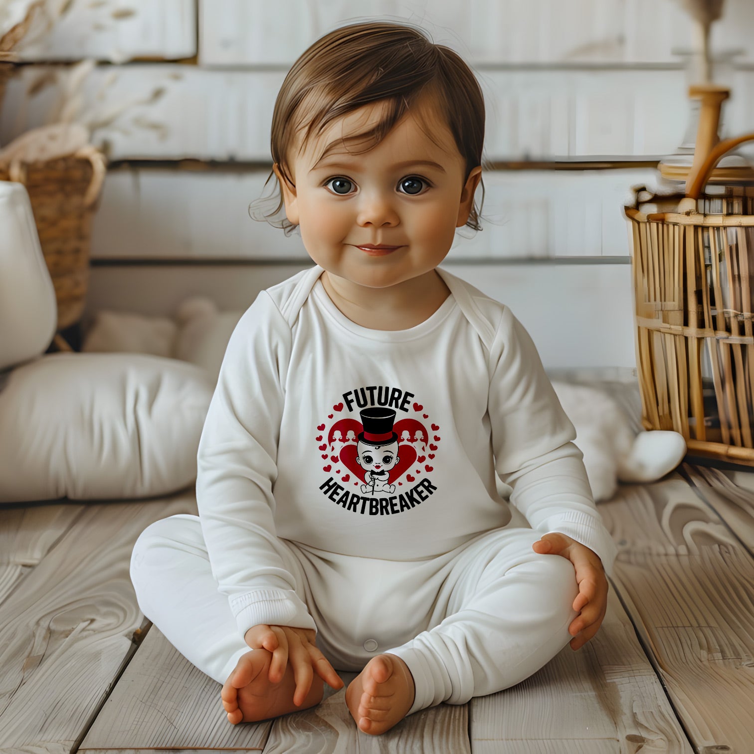 "Future heartbreaker" Baby Long-Sleeve Organic Bodysuit