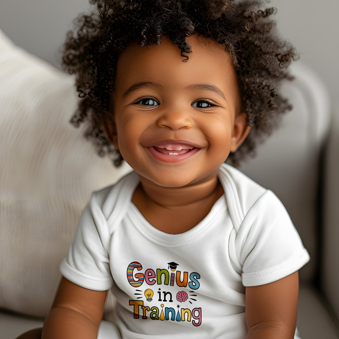 "Genius in training" Baby Organic Short Sleeve Bodysuit