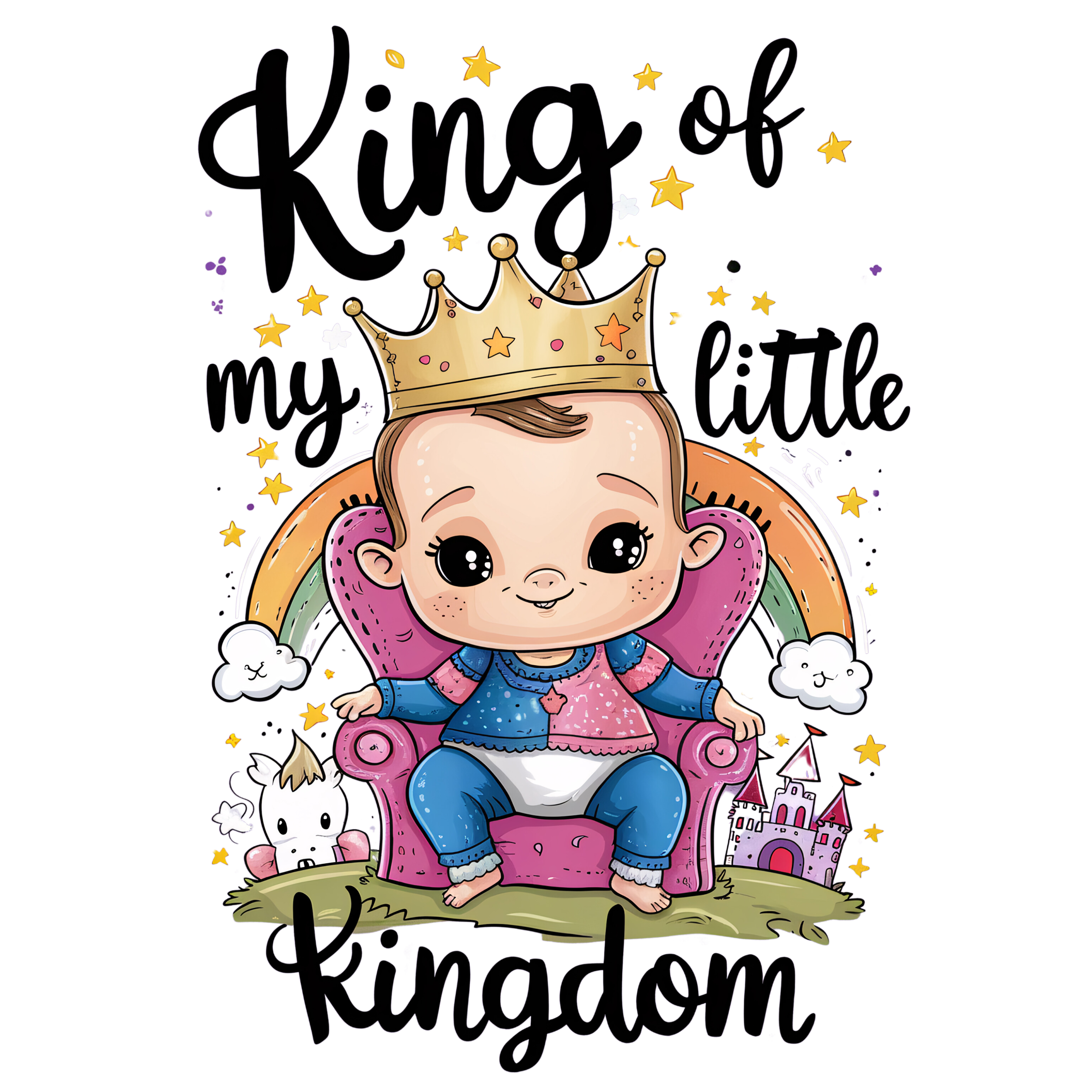 "King of my little kingdom" Baby Long-Sleeve Organic Bodysuit
