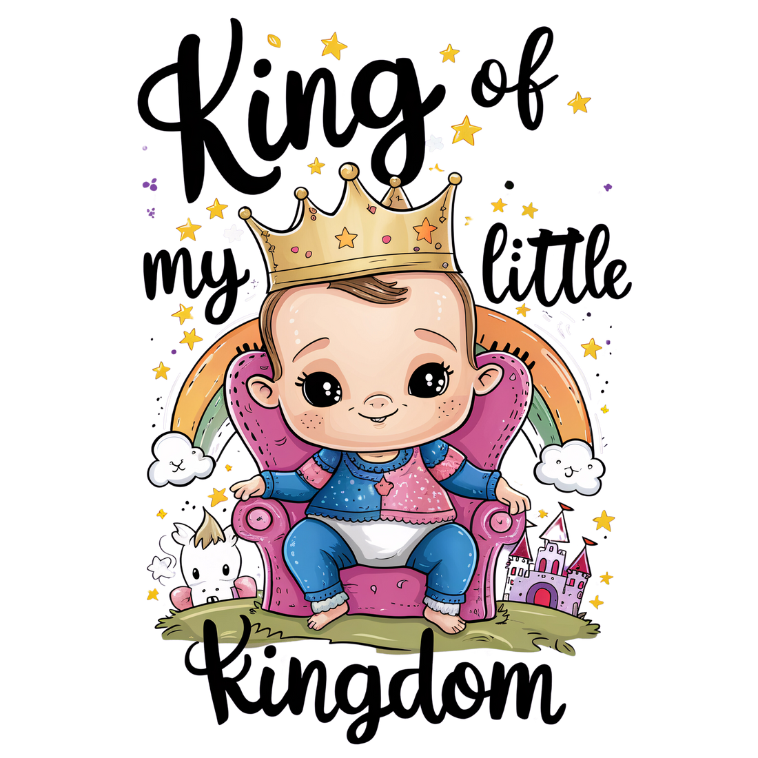 "King of my little kingdom" Baby Long-Sleeve Organic Bodysuit