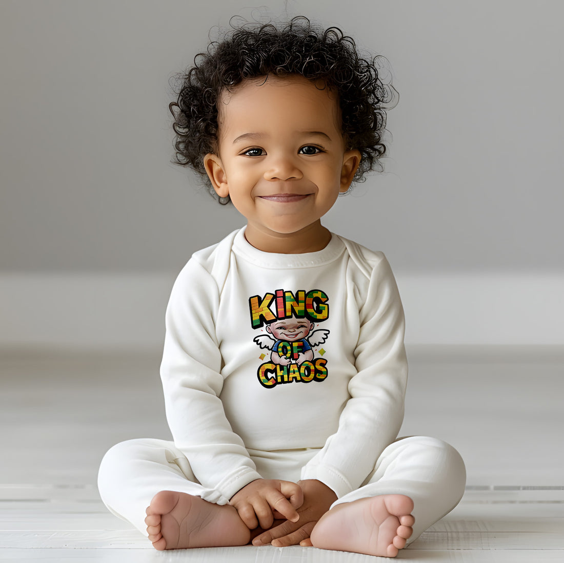 "King of chaos" Baby Long-Sleeve Organic Bodysuit