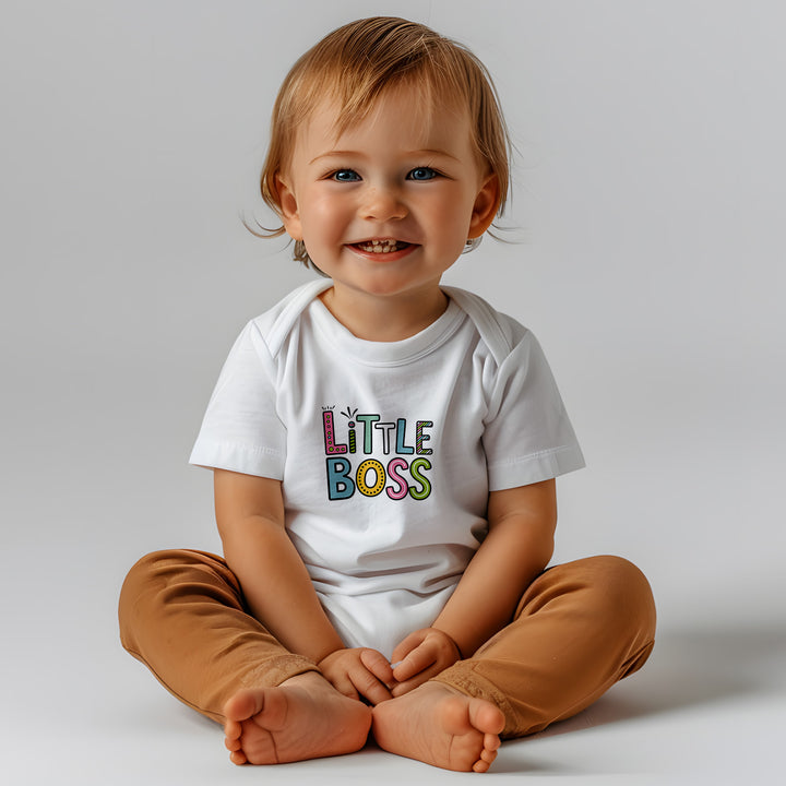 "Little boss" Baby Organic Short Sleeve Bodysuit