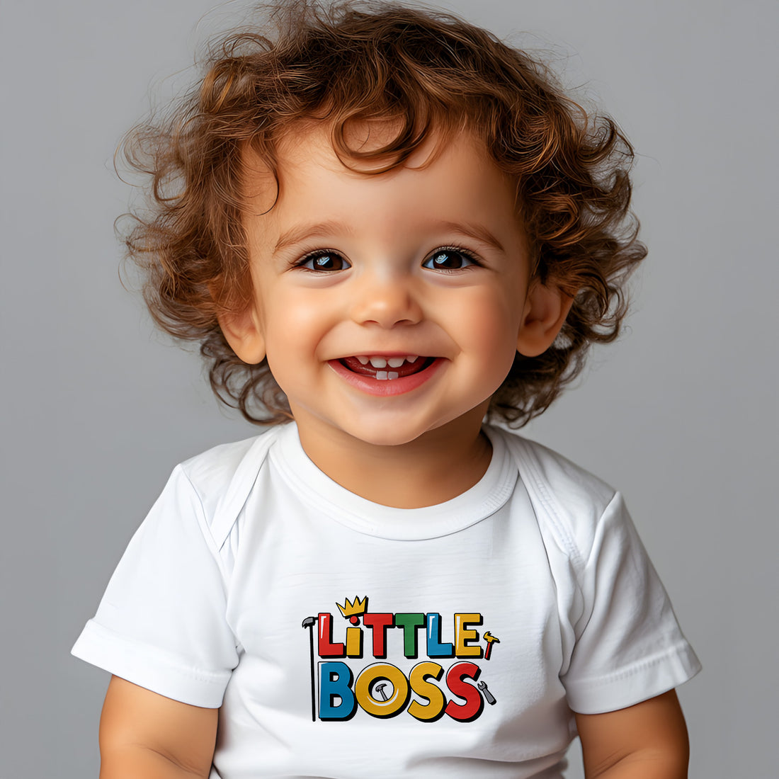 "Little boss" Baby Organic Short Sleeve Bodysuit