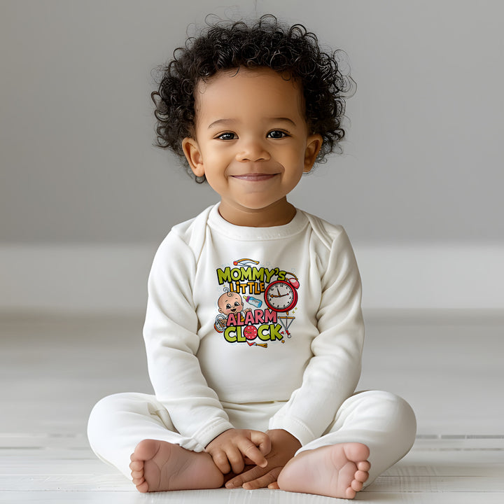 "Mommy's little alarm clock" Baby Long-Sleeve Organic Bodysuit