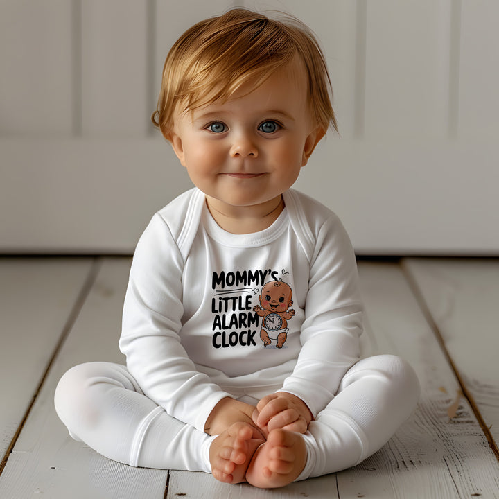 "Mommy's little alarm clock" Baby Long-Sleeve Organic Bodysuit