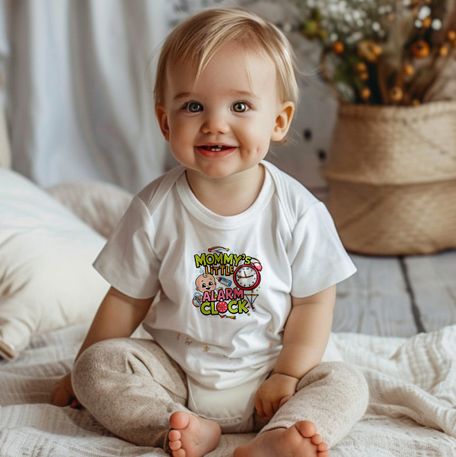 "Mommy's little alarm clock" Baby Organic Short Sleeve Bodysuit