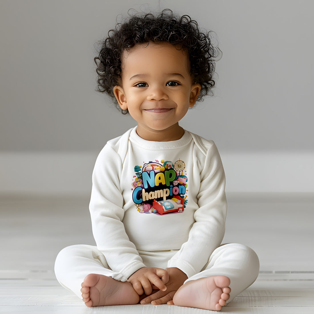 "Nap champion" Baby Organic Short Sleeve Bodysuit