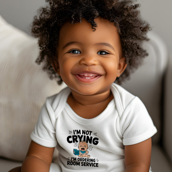 "I'm not crying I'm ordering room service" Baby Organic Short Sleeve Bodysuit