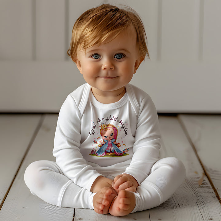 "Queen of my little kingdom" Baby Long-Sleeve Organic Bodysuit