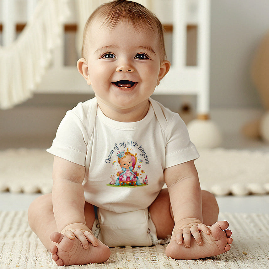 "Queen of my little kingdom" Baby Organic Short Sleeve Bodysuit