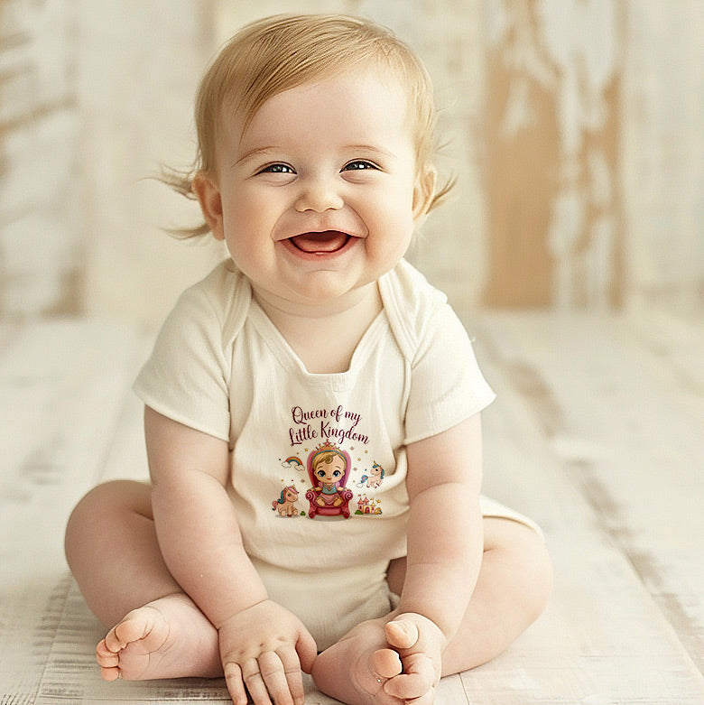 "Queen of my little kingdom" Baby Organic Short Sleeve Bodysuit