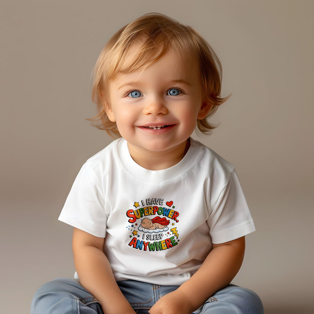 "I have superpower I sleep anywhere" Baby Short Sleeve T-Shirt