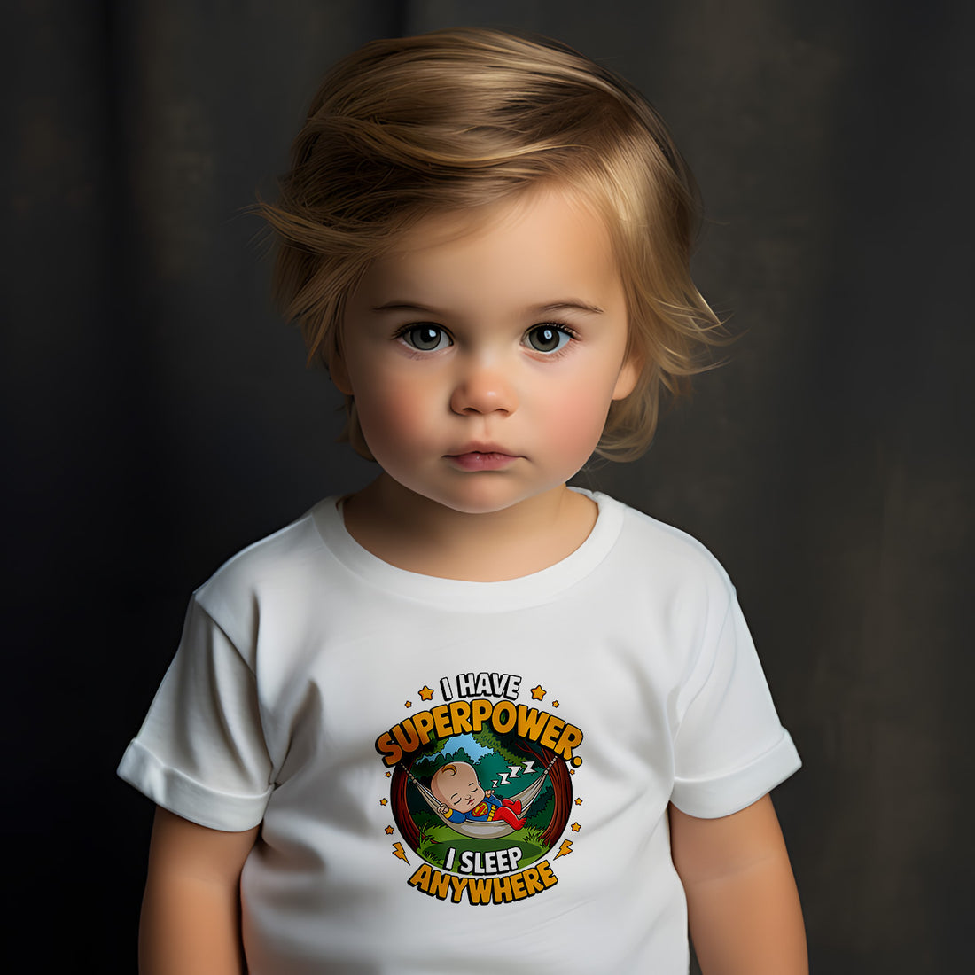 "I have superpower I sleep anywhere" Baby Short Sleeve T-Shirt