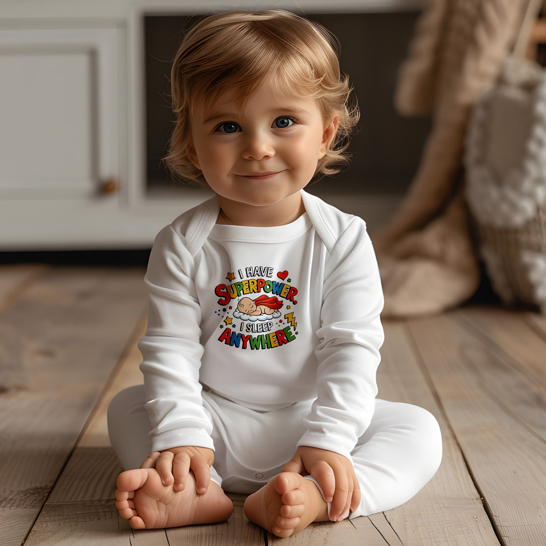 "I have superpower. I sleep anywhere" Infant Long Sleeve Bodysuit