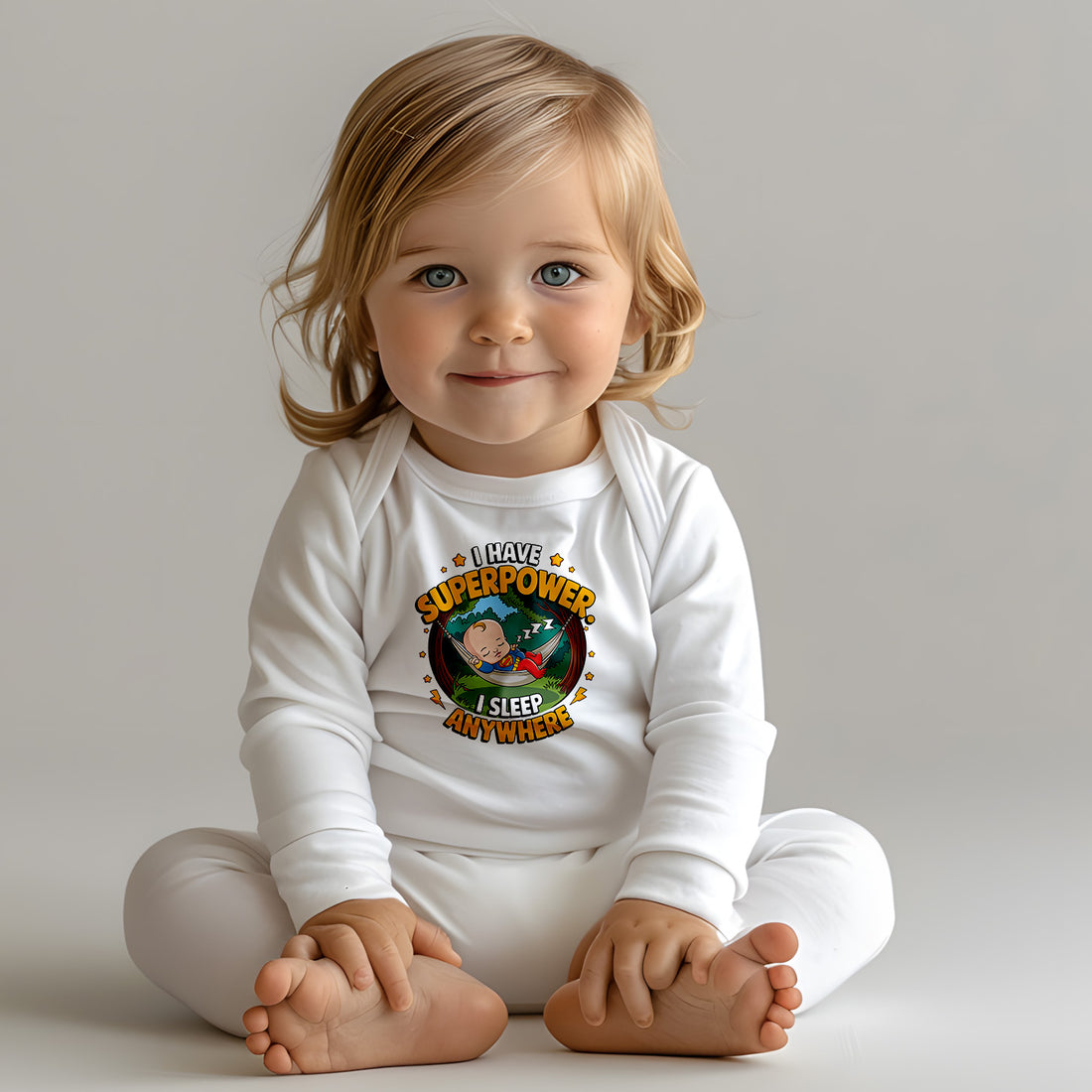 "I have superpower. I sleep anywhere" Infant Long Sleeve Bodysuit