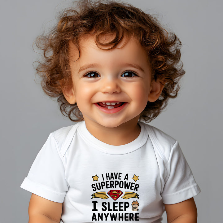 "I have a superpower I sleep anywhere" Infant Baby Rib Bodysuit