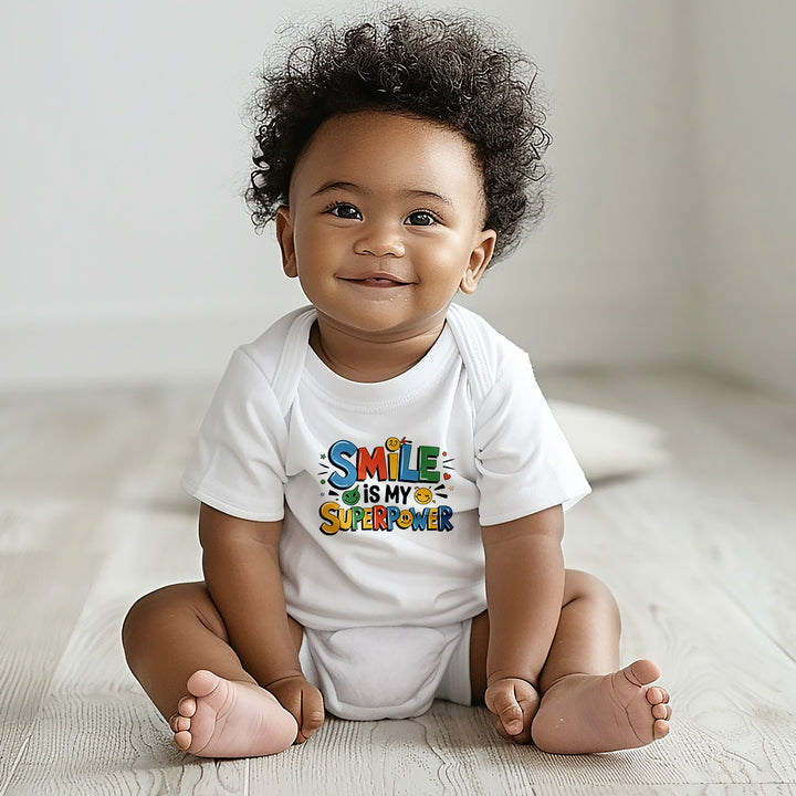 "Smile is my superpower" Baby Organic Short Sleeve Bodysuit