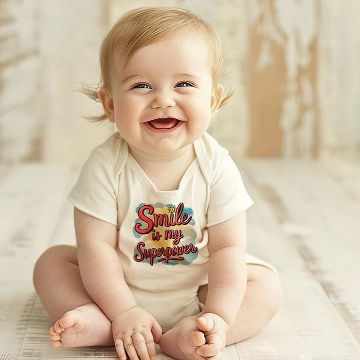 "Smile is my superpower" Baby Organic Short Sleeve Bodysuit