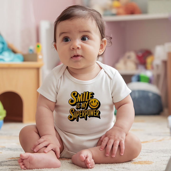 "Smile is my superpower" Baby Organic Short Sleeve Bodysuit