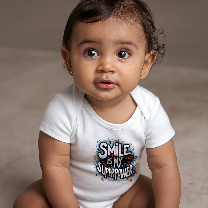 "Smile is my superpower" Baby Organic Short Sleeve Bodysuit