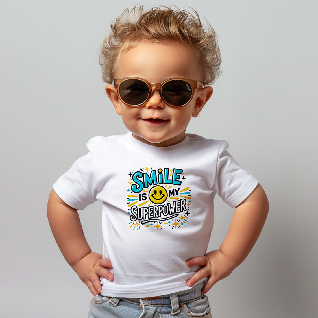 "Smile is my superpower" Baby Short Sleeve T-Shirt