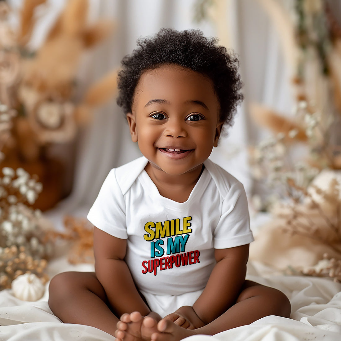 "Smile is my superpower" Baby Organic Short Sleeve Bodysuit