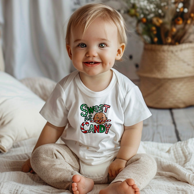 "Sweet as candy" Baby Organic Short Sleeve Bodysuit