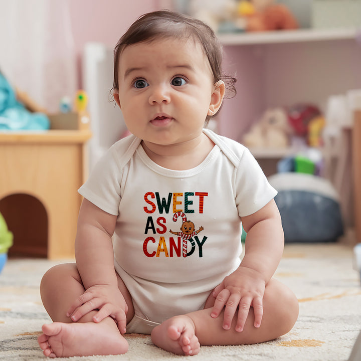 "Sweet as candy" Baby Organic Short Sleeve Bodysuit